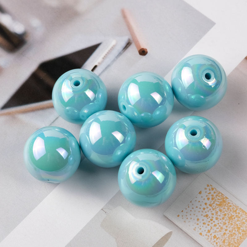 Wholesale 100PCS/PACK Colorful Straight Hole Colorful Plated ab Acrylic Round Beads